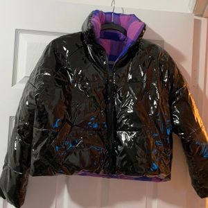 Réversible high shine puffer, bracelet sleeve